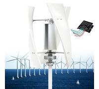 Fablestoryem 3-Blade Wind Turbine, 12V 24V 48V 110V 220V 14000W Small Energy Silent Vertical Wind Generator, Home Portable Vertical Wind Generator with MPPT Controller,12V-White
