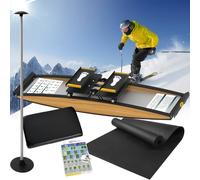 Fablestoryem Indoor Simulated Ski Machine, 3D Cross Trainer, Ski Exercise Equipment, Strength and Balance Training Tool Set, 150kg Load, for Waist, Abdomen and Leg Training, with Ski Poles and Mats