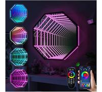 Fablestoryem Infinity Mirror Tunnel Lamp, Changing Light, Single-Sided LED 3D Mirror Night Light, Sensory Infinity Light for Home, Desk, Living Room, Party Decoration,Octagon-11.8"/30cm