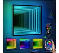 Fablestoryem Infinity Mirror Tunnel Lamp, Changing Light, Single-Sided LED 3D Mirror Night Light, Sensory Infinity Light for Home, Desk, Living Room, Party Decoration,Square-27.6"/70cm
