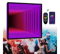 Fablestoryem Infinity Mirror Tunnel Lamp, Multi Color Changing Light, Remote Control LED Infinity Wall Mirror Frame, Endless Magical Lighting, for Bedroom, Gaming Room, Bar,Square-19.7"/50cm