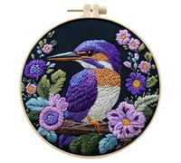 Fablet Embroidery Kit for Beginners Adults, DIY Needlepoint Starter Kit with Floral Pattern, Includes 20cm Bamboo Hoop, Threads & Tools for Mindful Crafting, Creative Gift for Her, Multi-Colour