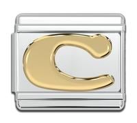 Fablinks Italian Bracelet Letter Charm, 9mm Gold Alphabet Charms, Jewelry Bracelets Links for Women, Stainless Steel Initials Link Letters for Men, One Size, Stainless Steel, No Gemstone