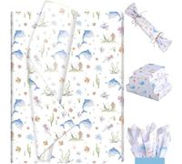 Fabllewavi 100 Sheets Watercolor Dolphin Tissue Paper, Ocean Creatures Pattern Wrapping Paper for DIY Crafts Birthday Wedding Party Supplies, 13.8 x 19.7 Inch