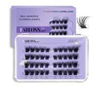 Fablosslashes 40 Pieces Adhesive Press On Eyelashes Pre Glued Reusable Natural Self Adhesive No Glue No Remover DIY Eyelash Clusters Kit 10-14mm