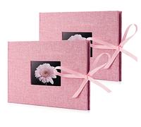 Fabmaker 2 Pack Small Photo Album 4x6, Each Holds 24 Photos, Linen Cover with Front Window, Mini Brag Books for 4x6 Pictures, Artwork or Postcards Storage