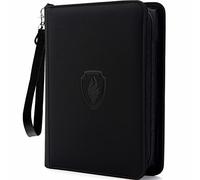 Fabmaker 4 Pocket Card Binder for 320 Cards, Premium Zip Trading Card Binder, Portable PU Card Collection Binder, Collector Card Album, Card Folder for MTG, TCG, Sports Cards, Game Cards (Black)