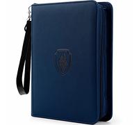 Fabmaker 4 Pocket Card Binder for 320 Cards, Premium Zip Trading Card Binder, Portable PU Card Collection Binder, Collector Card Album, Card Folder for MTG, TCG, Sports Cards, Game Cards (Navy Blue)