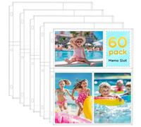 Fabmaker 60 Pack 4x6 Photo Sleeves for 3 Ring Binder - Clear Archival Photo Protector Sleeves, Acid Free Plastic, 8.5x11