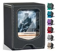 Fabmaker Deck Box for MTG Commander, Magnetic Trading Card Storage Box with Commander Display, Fits 100 Double-Sleeved Cards, Portable Card Box for Magic the Gathering, TCG, CCG with 2 Divider,Grey