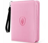 Fabmaker Premium 4 Pocket Zip Card Binder, Trading Card Binder for 320 Cards, Portable PU Card Collection Binder, Collector Card Album Folder for MTG, TCG, Sports Cards, Game Cards (Pink)