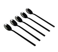 Fabnati Black Stainless Steel Long Ice Tea Spoons, 12 Pieces Long Handle Spoons