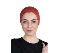 FabNest Chemo Headwear for Women Bamboo Cotton Hats for Women Head Scarf for Women's Hair Sleep caps Jewelled style caps, Cinnamon, One Size