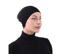 FabNest Hijab Undercap for Women - Breathable Tulle & Cotton Underscarf, Non-Slip, Lightweight, Soft & Stretchy Head Cover (Black)