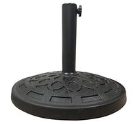 Faboer 13kg Round Parasol Base - Heavy Duty Sun Umbrella Stand Holder, Cast Iron Effect, Weatherproof Concrete Weight for Outdoor Garden Patio - Black