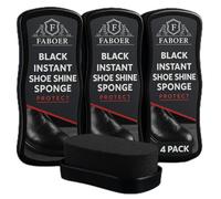 Faboer 4pk Black Instant Shoe Shine Sponge - Self-Shining Shoe Polish for Vinyl & Leather - Express Shine Sponge for Boots, Shoes, Bags - Instant Shine for Black Leather & Vinyl Items