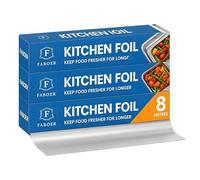 Faboer Aluminium Tin Foil 8m x 29cm Large Size - Non-Stick Tin Foil for Wrapping, Grilling, BBQ & Baking - Heavy-Duty Silver Cooking Foil with Cutter (20 Rolls (160m))
