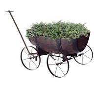 Faboer Wagon Wheeley Planter Decorative Flower Cart Stand With Handle & Wheels - Garden Planter Outdoor Wheelbarrow Herbs Pot For Outdoor Garden Patio Decor