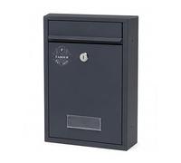 Faboer Wall Mounted Post Box for Outside, Lockable Weatherproof Letter Box with 2 Keys, Outdoor Mailbox with Nameplate, Steel External Postbox for Home & Office, Anthracite Grey, 32 x 21.5 x 9 cm