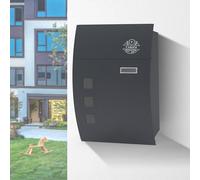 Faboer Wall Mounted Post Letter Box, Weatherproof, Anthracite Grey - With Viewing Windows, Nameplate Slot, 2 Keys - Easy to Install - Lockable, Steel, 45x32x10 cm, 2.3 kg