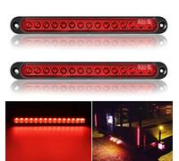 FABOOD F 2 Pack 10" 15 LED Trailer Brake Tail Light Bar Stop Turn Tail Lights Assembly Identification Clearance Strip Red Light Waterproof for Truck RV UTV ATV Duty Marine Boats Trucks Pickups