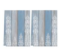 Fabpuro Kitchen Tea Towels 45x72cm,Soft Absorbent Dish Cloths Microfiber Quick Drying Hand Towel for Bathroom Home Décor Rustic Blue Grey Wooden Borad Texture,Pack of 2