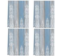 Fabpuro Kitchen Tea Towels 45x72cm,Soft Absorbent Dish Cloths Microfiber Quick Drying Hand Towel for Bathroom Home Décor Rustic Blue Grey Wooden Borad Texture,Pack of 4