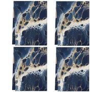 Fabpuro Kitchen Tea Towels 45x72cm,Soft Absorbent Dish Cloths Microfiber Quick Drying Hand Towel for Bathroom Home Décor Flowing Blue Marble Stone Texture,Pack of 4