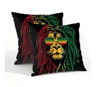 Fabpuro Outdoor Waterproof Throw Pillow Covers 50x50cm Set of 2 Yellow Red Green Sunglasses Lion Pillowcases Decorative Cushion Cases for Patio Garden Tent Couch Sofa