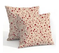 Fabpuro Outdoor Waterproof Throw Pillow Covers 55x55cm Set of 2 Red Small Floral On Beige Pillowcases Decorative Cushion Cases for Patio Garden Tent Couch Sofa