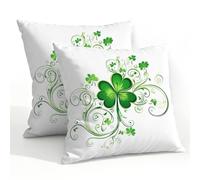 Fabpuro Outdoor Waterproof Throw Pillow Covers 55x55cm Set of 2 St.patrick's Day Shamrocks Swirling Floral Vines Pillowcases Decorative Cushion Cases for Patio Garden Tent Couch Sofa