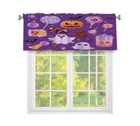 Fabpuro Purple Halloween Witch Girl Cat Valance Curtains Rod Pocket Short Kitchen Curtains Window Treatment for Living Room Bedroom Bathroom,54x18IN