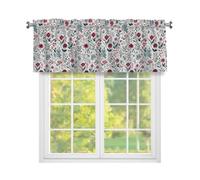 Fabpuro Vintage Botanical Boho Floral Wildflowers Window Valance for Kitchen,Rod Pocket Short Curtains Window Treatment Panel for Home Decor,Sage Green Red White,137x45cm