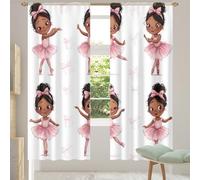 Fabpuro Voile Curtains for Living Room Bedroom Windows 78''Drop 2 Panels Rod Pocket Semi Transparent Sheer Curtain Cute African Ballet Pink Girl Net Curtain Drapes,55x84inx2