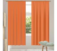 Fabpuro Voile Curtains for Living Room Bedroom Windows 84''Drop 2 Panels Rod Pocket Semi Transparent Sheer Curtain Orange Solid Color Net Curtain Drapes,55x84inx2