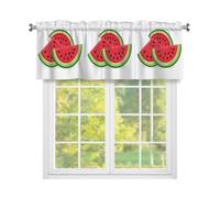 Fabpuro Watermelon Fruit Slice Window Valance for Kitchen,Rod Pocket Short Curtains Window Treatment Panel for Home Decor,Red Green White,54x18inch