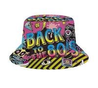 Fabretto Back to The 80s Retro Bucket Hat for Women Men Packable Fisherman Hat Sun Cap Travel Outdoor Beach Caps