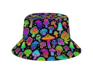 Fabretto Psychedelic Hippie Mushrooms 60s Bucket Hat for Women Men Packable Fisherman Hat Sun Cap Travel Outdoor Beach Caps