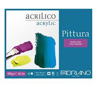 Honsell Fabriano Pittura 40004050 Acrylic Painting Cardboard, Bright White, Rough Surface with Natural Grain, 400 g/m², 40 x 50 cm, 10 Sheets, Pad Glued on 4 Sides, Acid-Free and Ageing Resistant