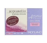 Fabriano Artistico Acquarello Watercolour, Extra White, Satin Hot Pressed, 18 x 26 cm, 20 Sheets 300 g/m², High-Quality Artist Watercolour Cardboard, Glued on 4 Sides, Vegan