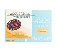 Fabriano Artistico Acquarello Watercolour, Natural White, Fine Grain Cold Pressed, 30.5 x 45.5 cm, 20 Sheets 300 g/m², High-Quality Artist Watercolour Cardboard, Glued on 4 Sides, Vegan