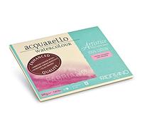 Fabriano Artistico Acquarello Watercolour, Natural White, Satin Hot Pressed, 23 x 30.5 cm, 20 Sheets of 300 g/m², High-Quality Artist Watercolour Cardboard, Glued on 4 Sides, Vegan