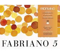 Fabriano Disegno 5" Handmade Paper, Watercolour Cardboard, Natural White, Fine Grain, 300 g/m², A3, 20 Sheets, Pad Glued on 4 Sides, Chlorine and Acid Free