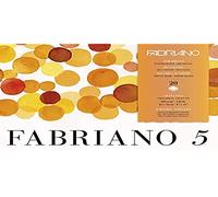 Fabriano Honsell 19100258 Fabriano "Disegno 5" High-Quality Handmade Paper - Watercolour Cardboard, Natural White, Fine Grain, 300 g/m², 23 x 21 cm, 20 Sheets, Block Glued on 4 Sides, Chlorine and