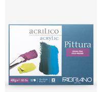 Fabriano Pittura 40002535 Block of 10 Paper Sheets for Acrylics, White, 400g