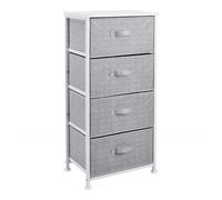 Fabric 4-Drawer Storage Organiser Unit with Durable Steel Frame and Removable Drawers, White