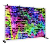 Fabric 7X5FT 80's 90's Hip Hop Disco Background Graffiti Colorful Brick Wall Backdrop Birthday Graduation Party Retro Block Portrait Photo Studio Props Decorations Banner Photography