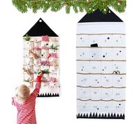 Fabric Advent Calendar,Reusable Christmas Advent Hanging Calendar,Felt Advent Calendar Fillable,Handmade Christmas Countdown Calendar with 24festival Pockets for Xmas Tree Door Mantel,50 × 120cm,Black
