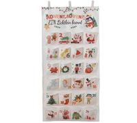 Fabric Advent Calendar with Pockets 24 Day Animated Advent Calendar 2024 with Festive Pattern 20x39in Empty DIY-Friendly Reusable for Home, School, Office, Christmas Decorations