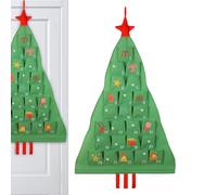 Fabric Advent with Pockets | 24 Days Christmas Tree Shape Bag - Refillable Countdown Calendar Bag - for Candies Snacks Bedroom Study Apartment Wall Door Fireplace Office Party Planners Home Decorators